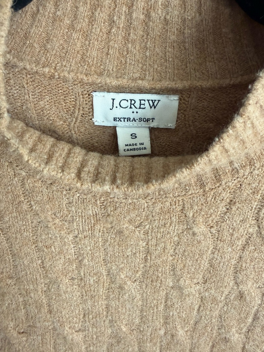 J.Crew Extra-Soft Cable Knit Mock Neck Sweater Tan Wool Blend - Picture 3 of 10